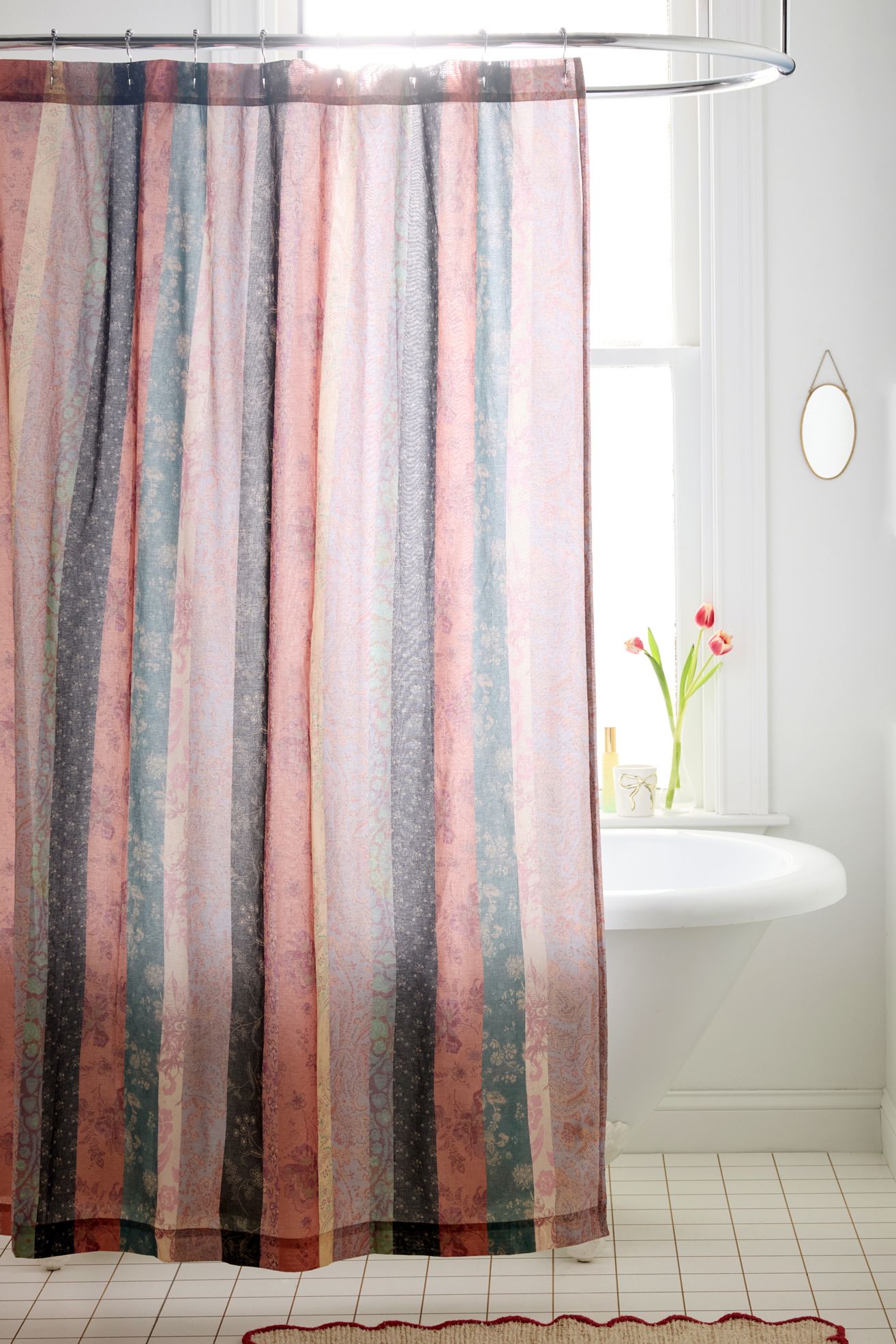 Alexa Spliced Floral Patterned Shower Curtain - Purple Multi, 72X72