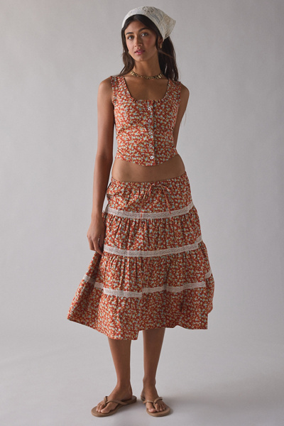 Kimchi Blue Market Morning Skirt 2-Piece Set in Red, Women’s at Urban Outfitters