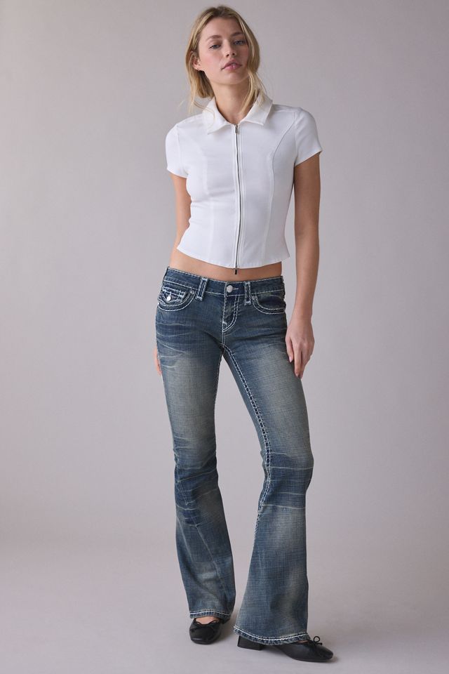 True Religion Joey Dandelion Fade Super-T Flap Low-Rise Flare