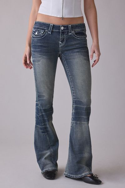 True Religion Joey Dandelion Fade Super-T Flap Low-Rise Flare Jeans