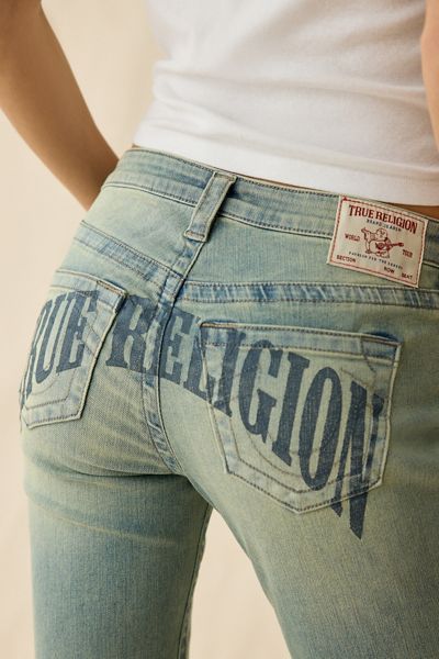 True Religion Becca Arched Logo Graphic Low-Rise Bootcut Jeans