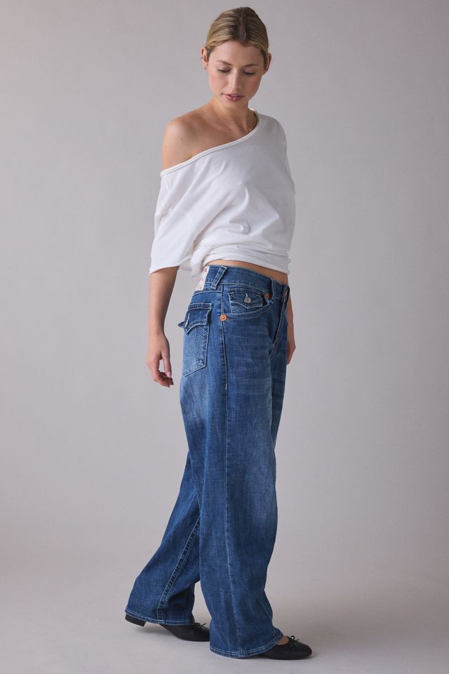 True Religion Bailey Serene Blue Mid-Rise Barrel Jeans #2