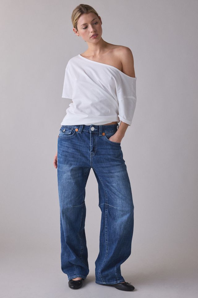 True Religion Bailey Serene Blue Mid-Rise Barrel Jeans #5