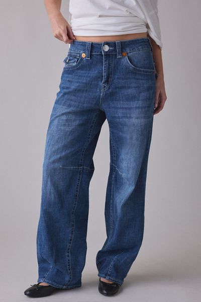 True Religion Bailey Serene Blue Mid-Rise Barrel Jeans