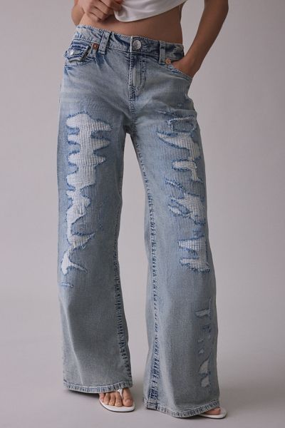 True Religion Bobbi Destroyed Big T Flap Low-Rise Baggy Jean