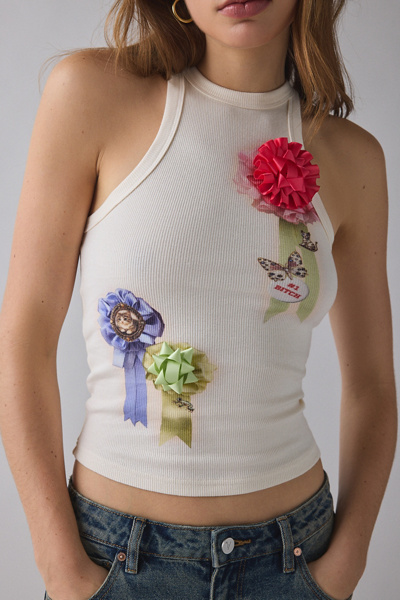 トップス Cotton ribbon tank RIBBON TANK IN CREAM