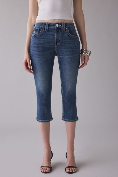 True Religion Jennie Flap Mid-Rise Skinny Capri Jeans