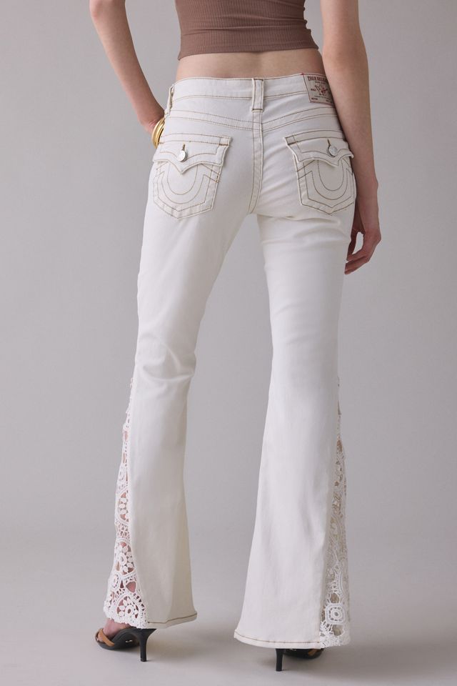 TRUE RELIGION フレア ホワイトジーンズ True Religion Crochet Flap Mid-Rise Flare Jeans | Urban Outfitters