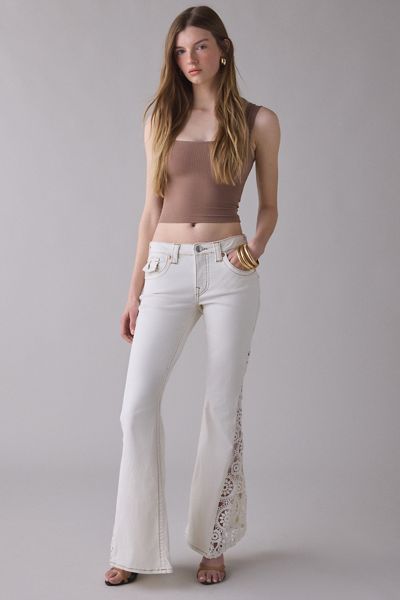 True Religion Crochet Flap Mid-Rise Flare Jeans