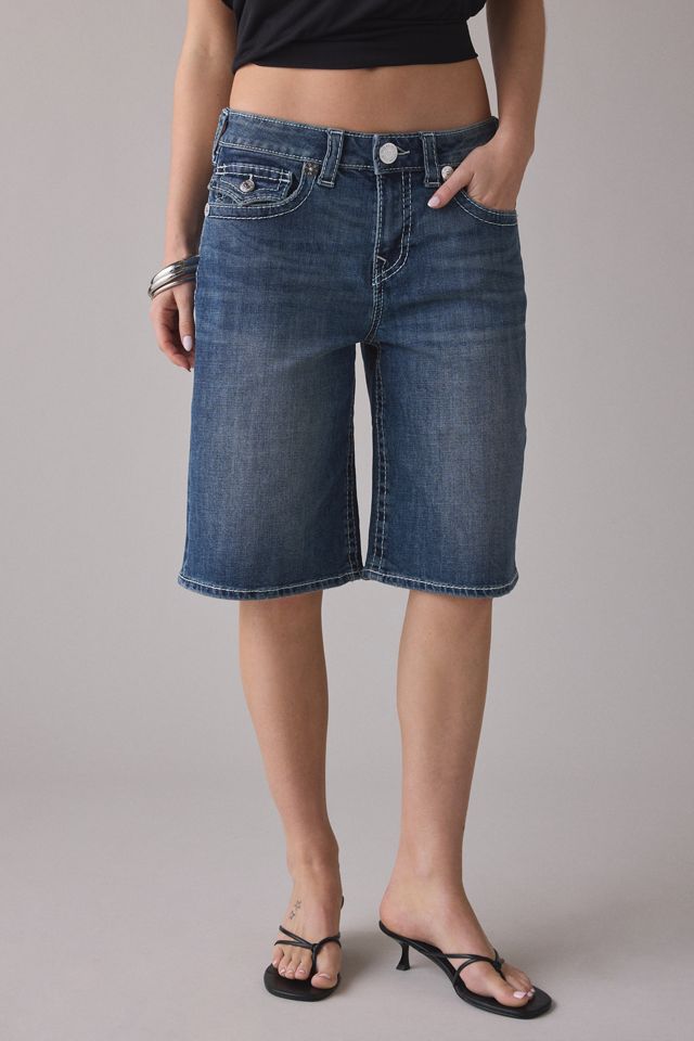 True Religion Big T Flap Baggy Denim Jorts | Urban Outfitters