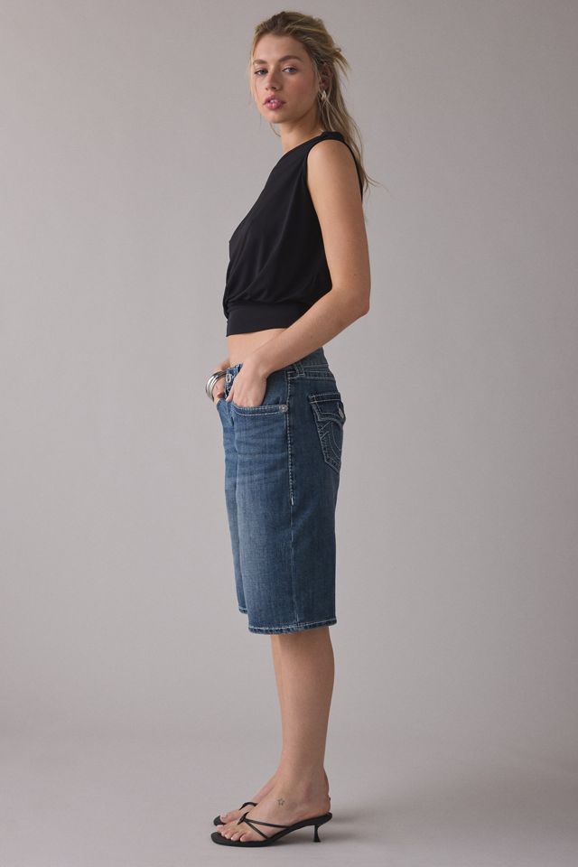 True Religion Big T Flap Baggy Denim Jorts #3