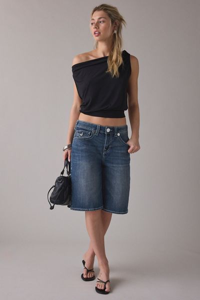 True Religion Big T Flap Baggy Denim Jorts
