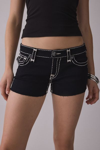 True Religion Joey Super T Flap Low-Rise Denim Shorts