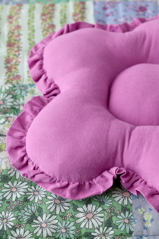 Birdie Flower Shaped Ruffle Throw Pillow #1