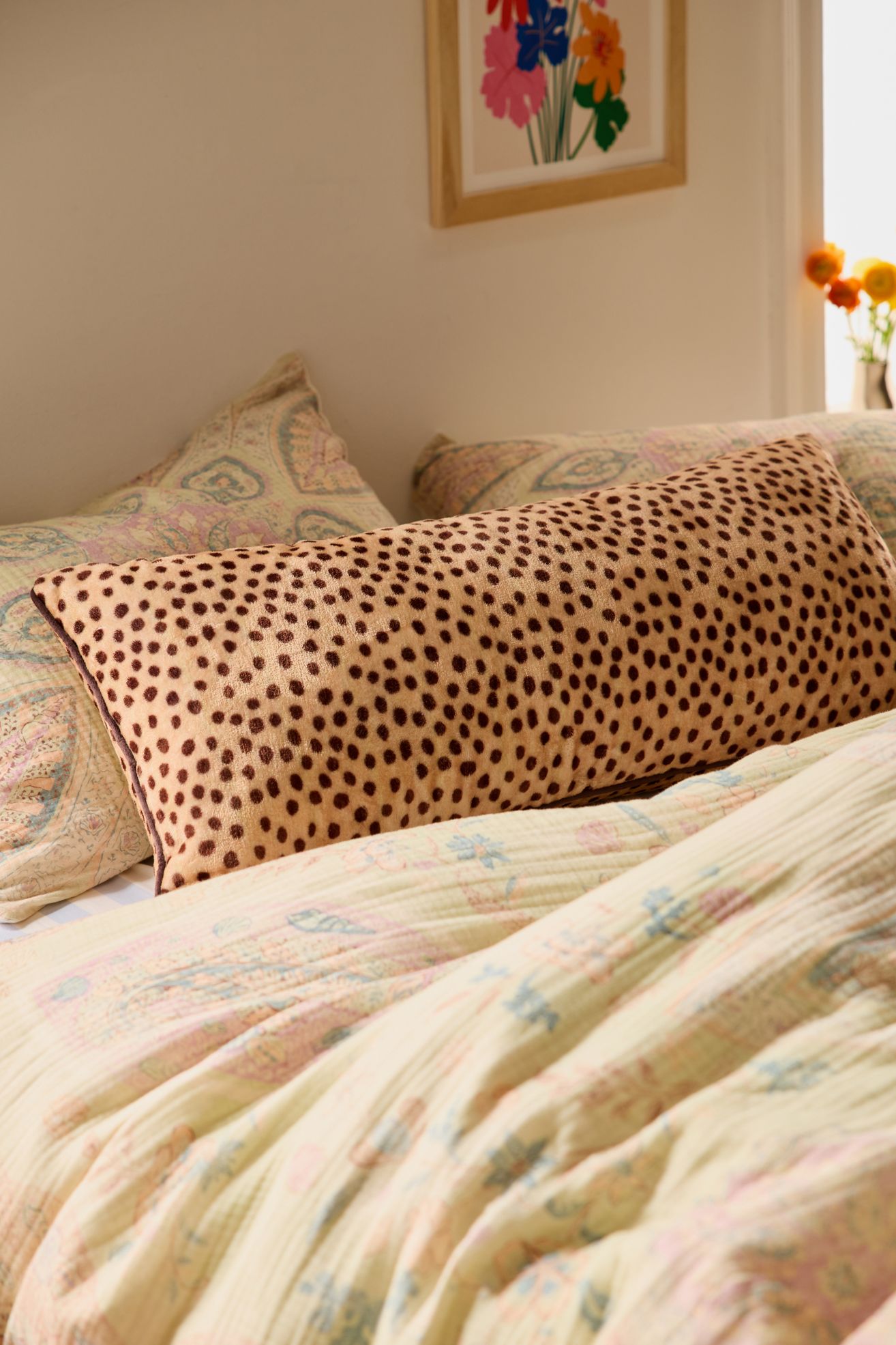 Cozy Logan Velvet Body Pillow - Neutral Leopard Dot, ONE SIZE