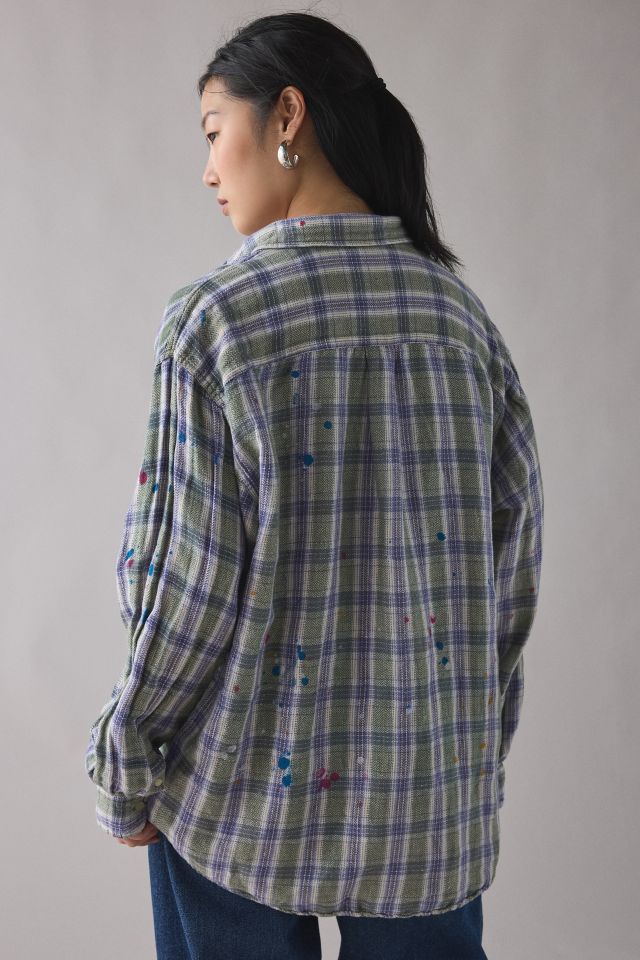 ReMADE By UO Paint Splatter Oversized Flannel Shirt #3