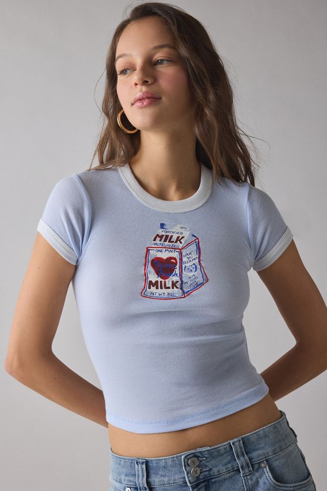 BDG Too Perfect Milk Graphic Ringer Baby Tee #1