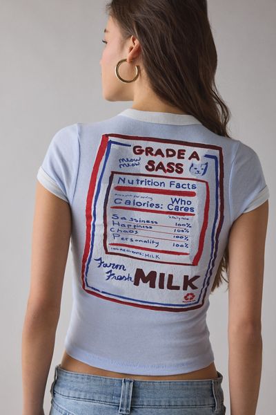 BDG Too Perfect Milk Graphic Ringer Baby Tee
