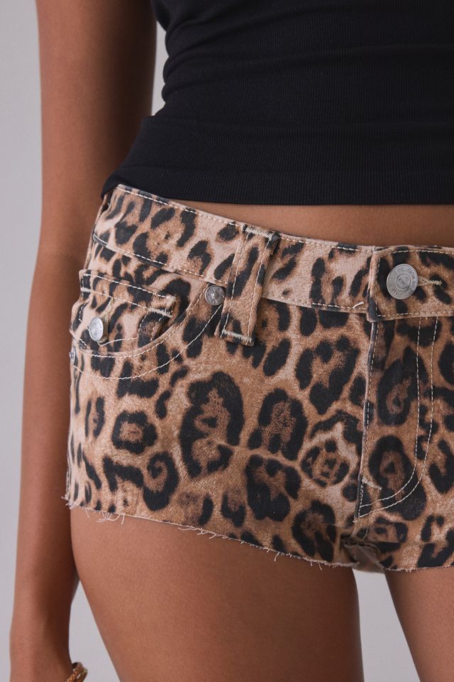 Micro-short en denim à taille basse à rabat léopard épicé True Religion #2
