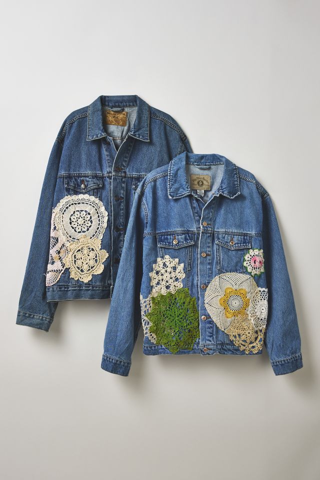 ReMADE By UO Handmade Crochet Patched Denim Jacket #1