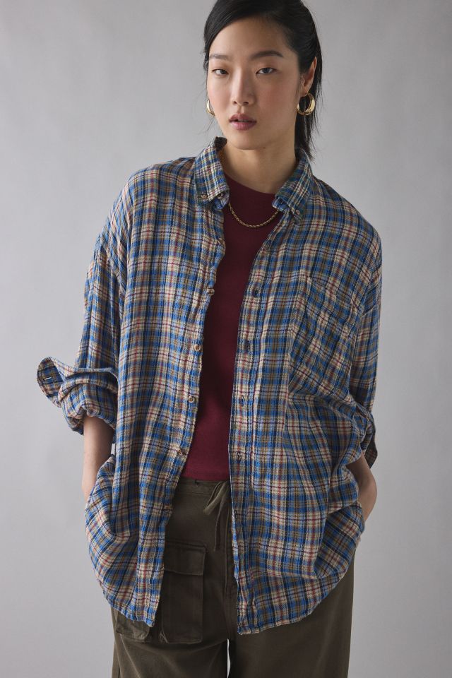 ReMADE By UO Baby Patched Graphic Oversized Flannel Shirt #3