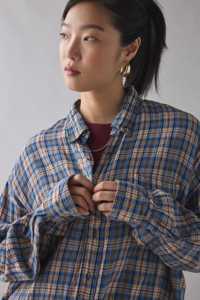 ReMADE By UO Baby Patched Graphic Oversized Flannel Shirt #4