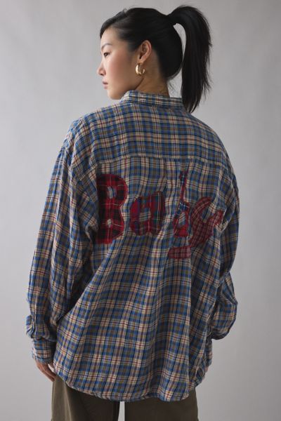 ReMADE By UO Baby Patched Graphic Oversized Flannel Shirt