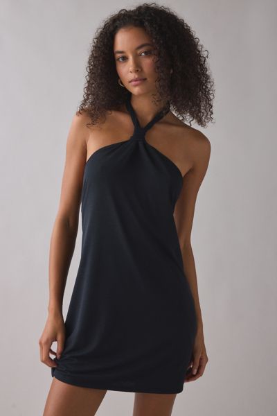 ReMADE By UO Remnants Mesh Knotted Halter Mini Dress