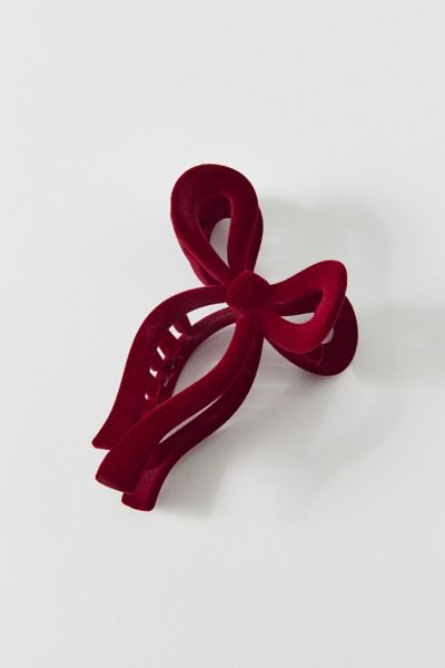 Urban Outfitters Velvet Draped Bow Claw Clip In Red, Women's At  In Red