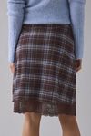 UO Suky Plaid Mesh Lace Trim Slip Midi Skirt