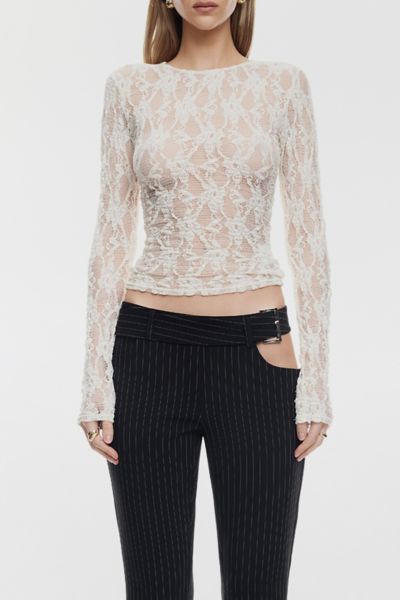 Lioness Poppy Sheer Lace Long Sleeve Top