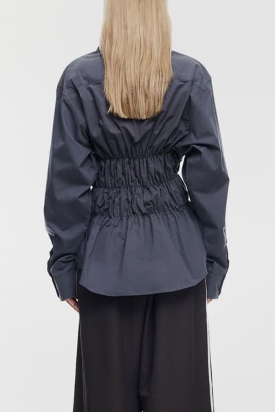 Lioness Chloe Ruched Long Sleeve Button-Down Shirt