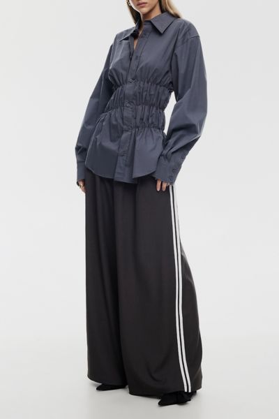 Lioness Chloe Ruched Long Sleeve Button-Down Shirt