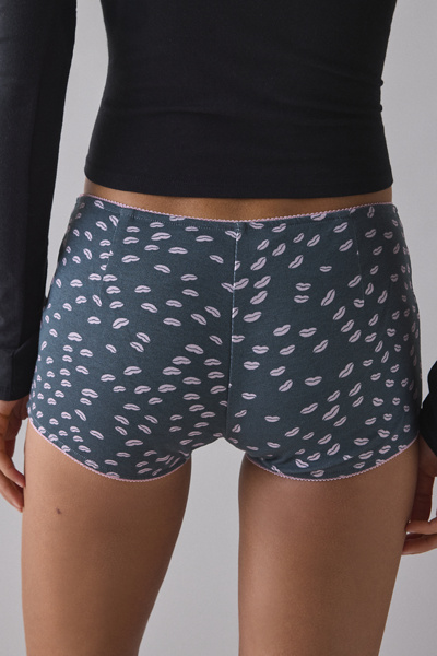 Motel Kichi Lips Print Low-Rise Micro Short