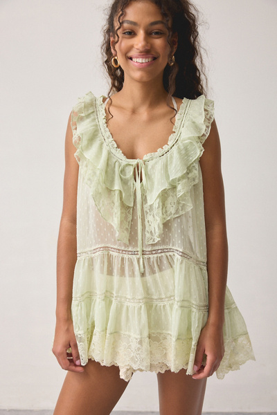 out from under river ruffle lace trim slip dress Out From Under River Ruffle Lace Trim Slip Dress in White
