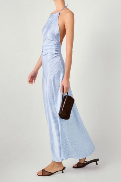 Weworewhat Halter Tie-neck Maxi Dress In Blue