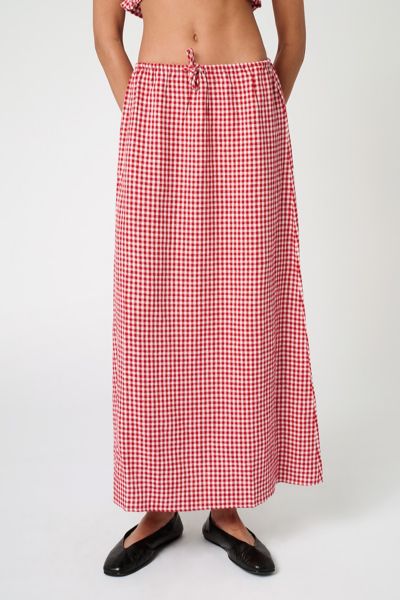 WeWoreWhat Tie Waist Gingham Maxi Skirt