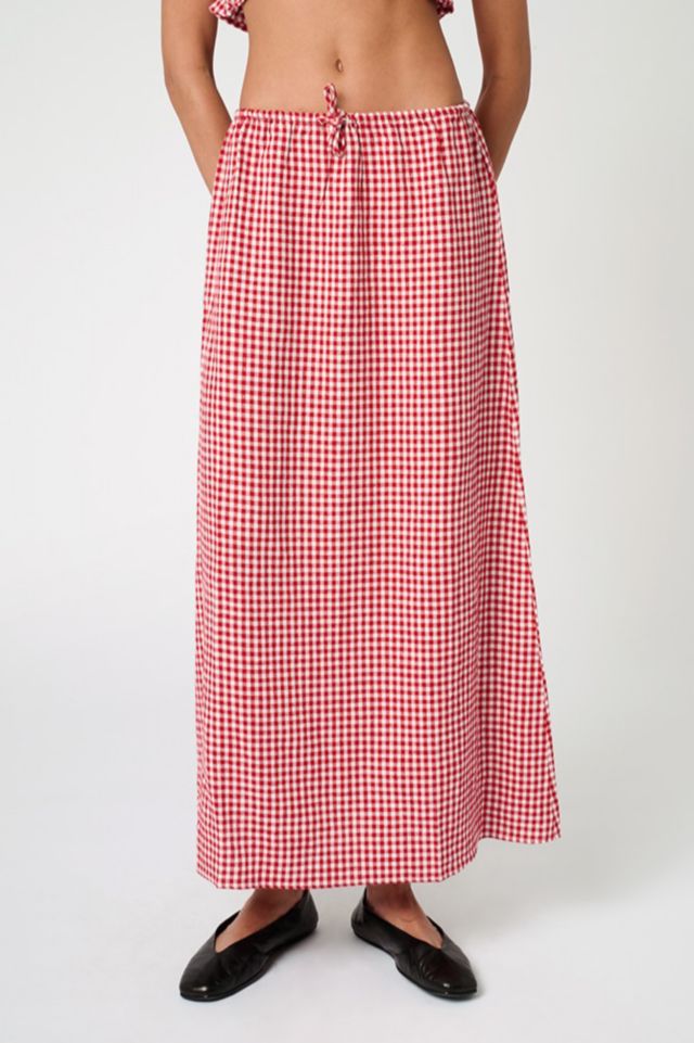 WeWoreWhat Tie Waist Gingham Maxi Skirt