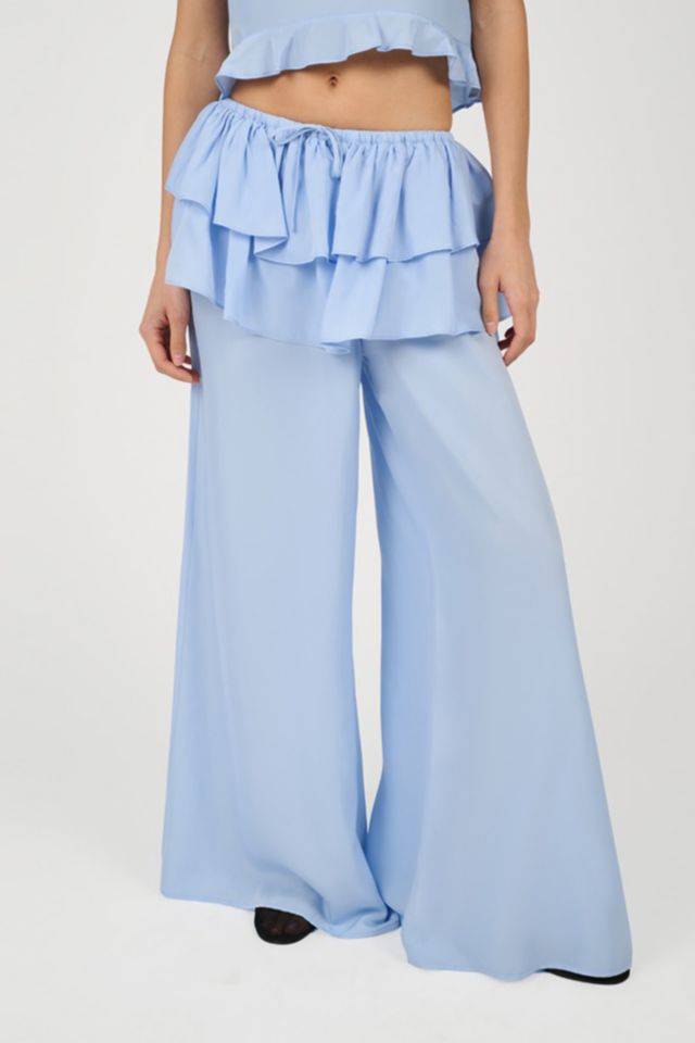 WeWoreWhat Ruffle Waist Flare Pant #1