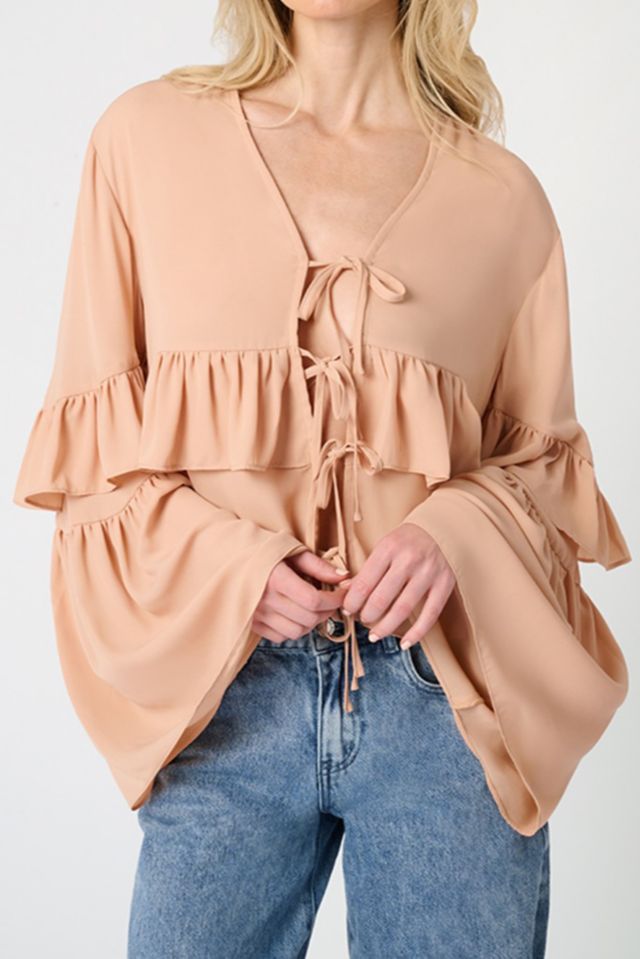 WeWoreWhat Ruffle Tie Front Top #1