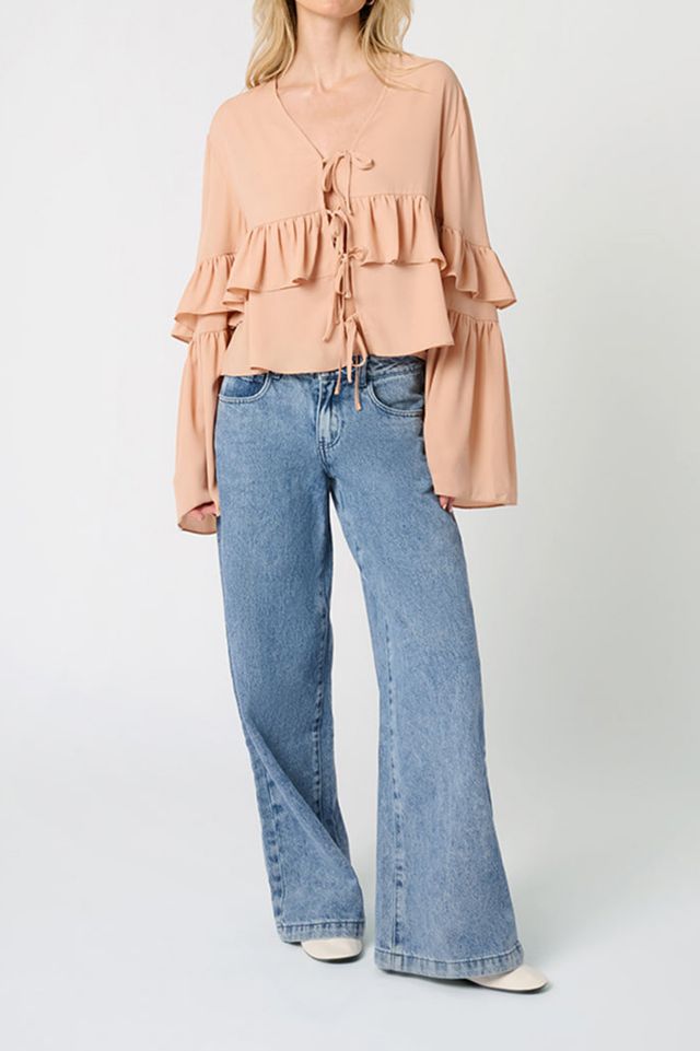 WeWoreWhat Ruffle Tie Front Top #2
