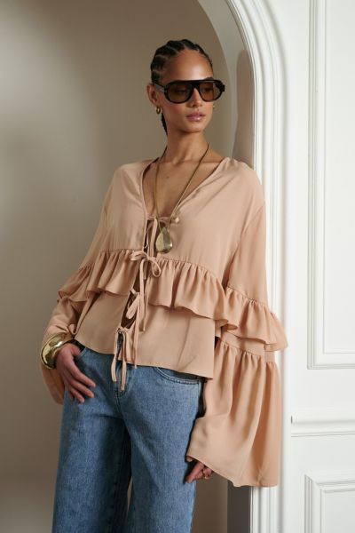 WeWoreWhat Ruffle Tie Front Top