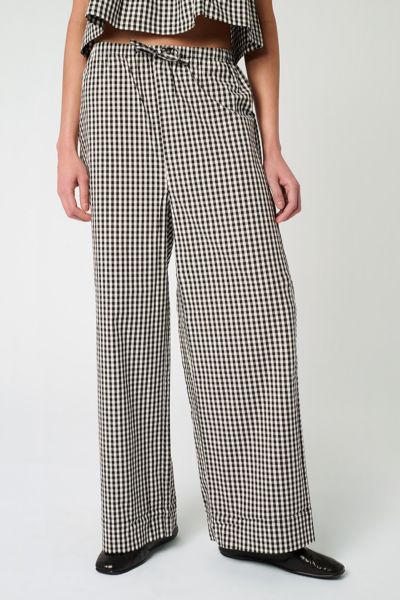 Weworewhat Check Tie Waist Wide Leg Pants In Black