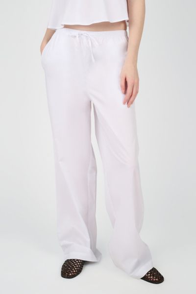 Weworewhat Straight Tie Waist Pant In White