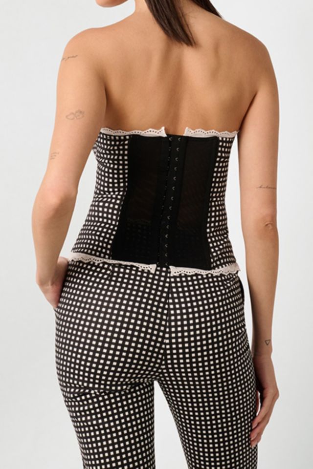 WeWoreWhat Strapless Gingham Corset Top #3