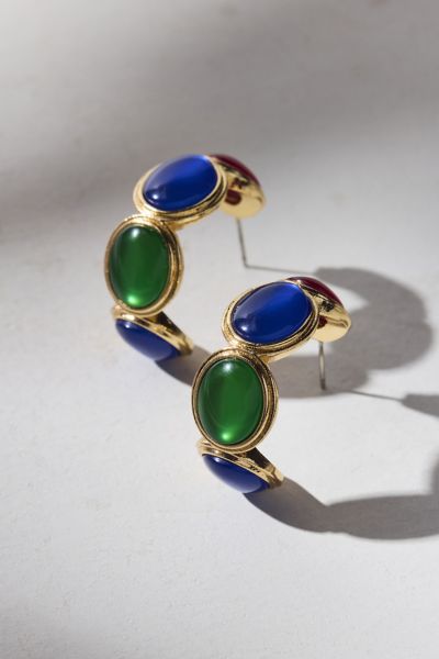 Garland Stone-Inset Hoop Earring