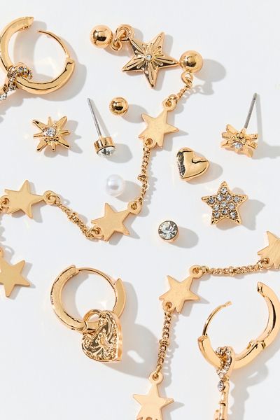 Ensemble de boucles d'oreilles Starlight étoiles et perles