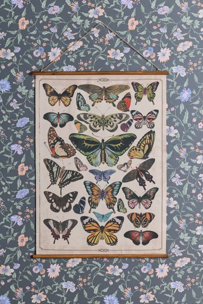 Urban Outfitters Butterfly Chart Burlap Wall Hanging At