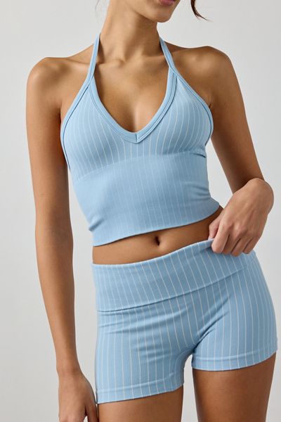 Out From Under Striped Seamless Halter Top + Micro Short 2-Piece Set