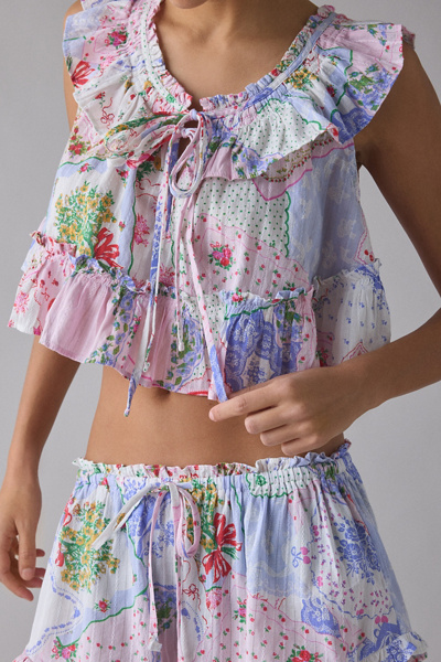 Out From Under Love Letters Ruffle Babydoll Top + Micro Short PJ Set